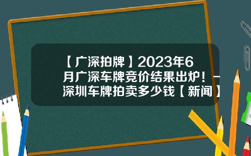 【广深拍牌】2023年6月广深车牌竞价结果出炉！-深圳车牌拍卖多少钱【新闻】.