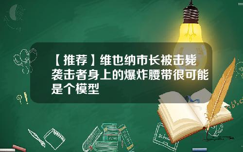 【推荐】维也纳市长被击毙袭击者身上的爆炸腰带很可能是个模型
