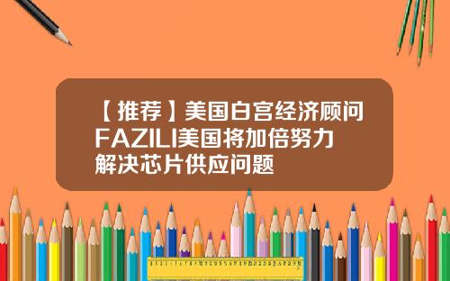 【推荐】美国白宫经济顾问FAZILI美国将加倍努力解决芯片供应问题