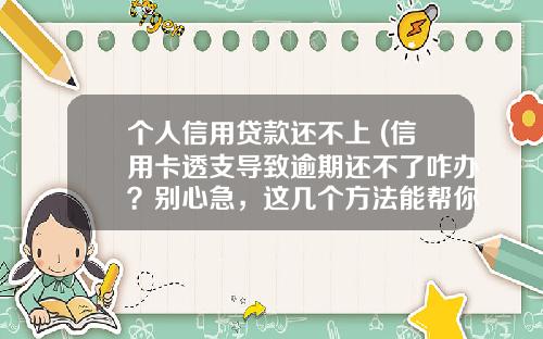 个人信用贷款还不上 (信用卡透支导致逾期还不了咋办？别心急，这几个方法能帮你挽救)_1