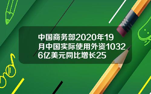 中国商务部2020年19月中国实际使用外资10326亿美元同比增长25