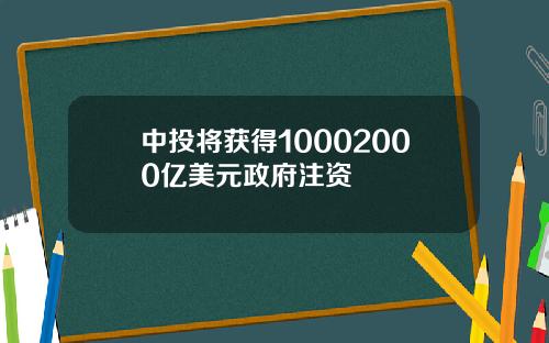 中投将获得10002000亿美元政府注资