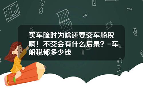 买车险时为啥还要交车船税啊！不交会有什么后果？-车船税都多少钱