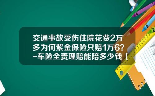 交通事故受伤住院花费2万多为何紫金保险只赔1万6？-车险全责理赔能陪多少钱【新闻】.