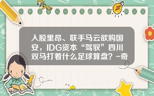 入股里昂、联手马云欲购国安，IDG资本“驾驭”四川双马打着什么足球算盘？-奇虎投资有限公司