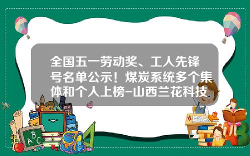 全国五一劳动奖、工人先锋号名单公示！煤炭系统多个集体和个人上榜-山西兰花科技创业股份有限公司新材料分公司