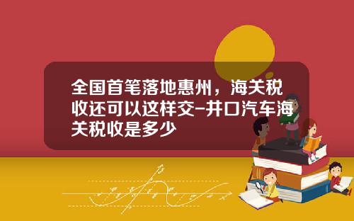 全国首笔落地惠州，海关税收还可以这样交-井口汽车海关税收是多少