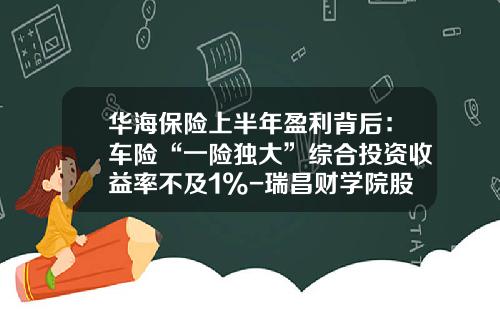 华海保险上半年盈利背后：车险“一险独大”综合投资收益率不及1%-瑞昌财学院股份有限公司【新闻】