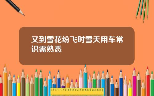 又到雪花纷飞时雪天用车常识需熟悉