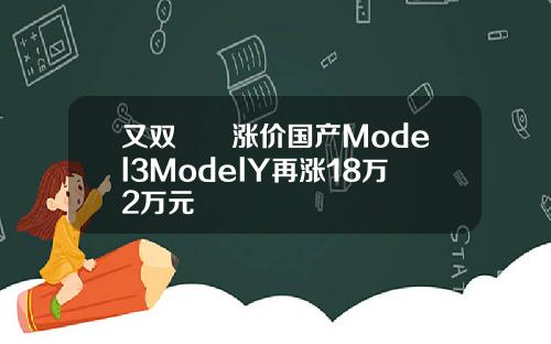 又双叒叕涨价国产Model3ModelY再涨18万2万元