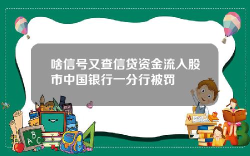 啥信号又查信贷资金流入股市中国银行一分行被罚