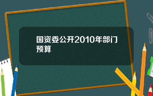 国资委公开2010年部门预算