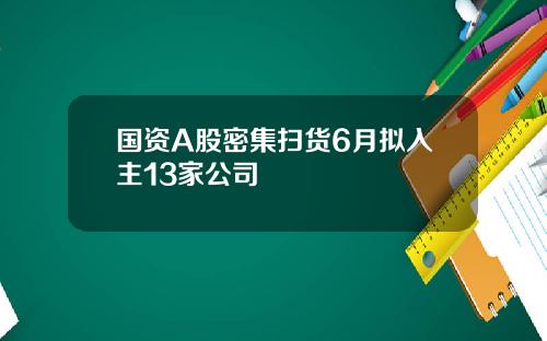 国资A股密集扫货6月拟入主13家公司