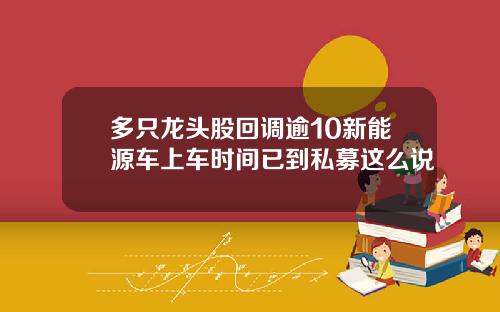 多只龙头股回调逾10新能源车上车时间已到私募这么说