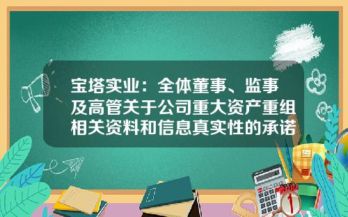宝塔实业：全体董事、监事及高管关于公司重大资产重组相关资料和信息真实性的承诺-江苏润兴融资租赁有限公司