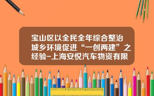 宝山区以全民全年综合整治城乡环境促进“一创两建”之经验-上海安悦汽车物资有限公司