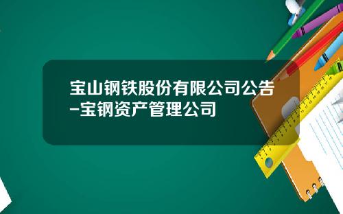 宝山钢铁股份有限公司公告-宝钢资产管理公司