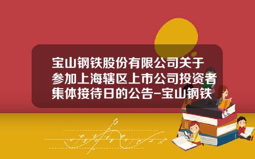 宝山钢铁股份有限公司关于参加上海辖区上市公司投资者集体接待日的公告-宝山钢铁股份有限公司6月份