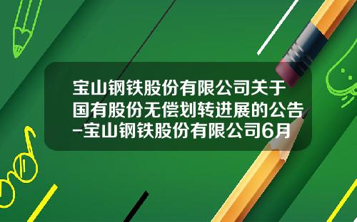 宝山钢铁股份有限公司关于国有股份无偿划转进展的公告-宝山钢铁股份有限公司6月份