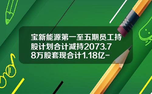 宝新能源第一至五期员工持股计划合计减持2073.78万股套现合计1.18亿-000690员工持股多少