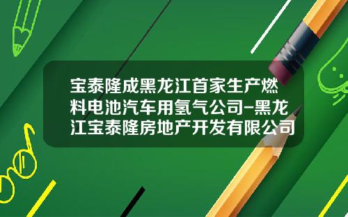 宝泰隆成黑龙江首家生产燃料电池汽车用氢气公司-黑龙江宝泰隆房地产开发有限公司