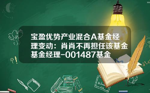 宝盈优势产业混合A基金经理变动：肖肖不再担任该基金基金经理-001487基金今天净值
