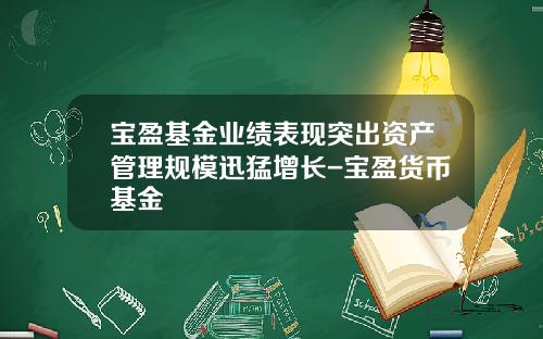 宝盈基金业绩表现突出资产管理规模迅猛增长-宝盈货币基金