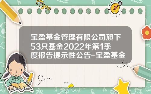 宝盈基金管理有限公司旗下53只基金2022年第1季度报告提示性公告-宝盈基金官网