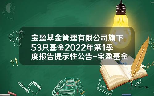 宝盈基金管理有限公司旗下53只基金2022年第1季度报告提示性公告-宝盈基金管理有限公司