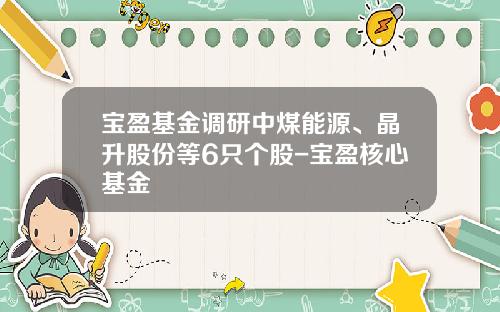 宝盈基金调研中煤能源、晶升股份等6只个股-宝盈核心基金