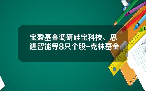 宝盈基金调研硅宝科技、思进智能等8只个股-克林基金