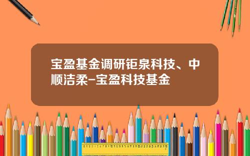 宝盈基金调研钜泉科技、中顺洁柔-宝盈科技基金