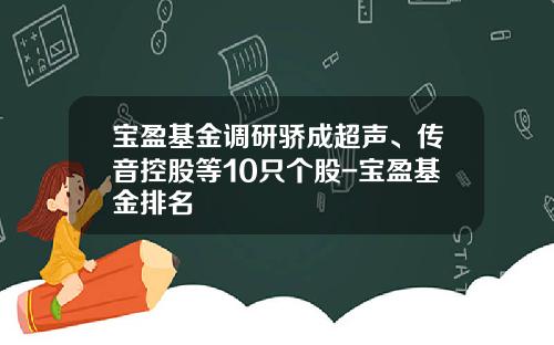 宝盈基金调研骄成超声、传音控股等10只个股-宝盈基金排名