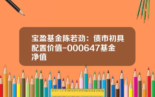 宝盈基金陈若劲：债市初具配置价值-000647基金净值