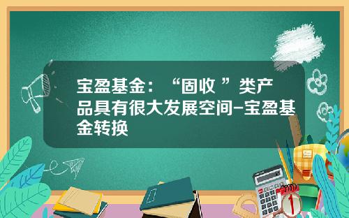 宝盈基金：“固收+”类产品具有很大发展空间-宝盈基金转换