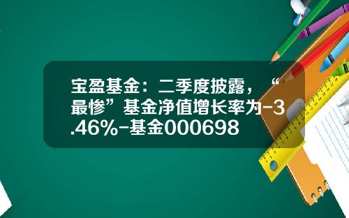 宝盈基金：二季度披露，“最惨”基金净值增长率为-3.46%-基金000698今天净值