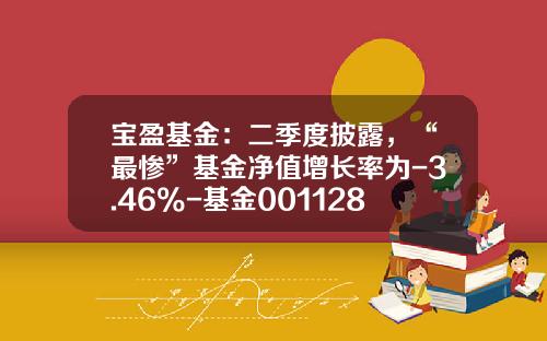 宝盈基金：二季度披露，“最惨”基金净值增长率为-3.46%-基金001128今日净值