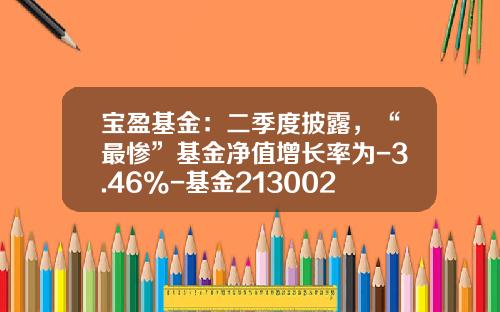 宝盈基金：二季度披露，“最惨”基金净值增长率为-3.46%-基金213002