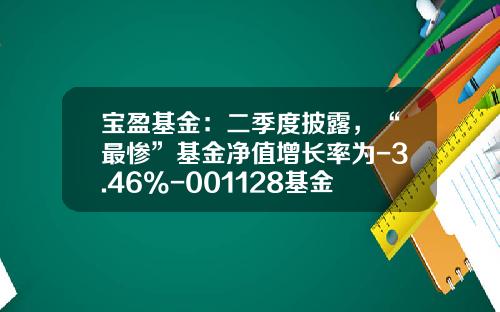 宝盈基金：二季度披露，“最惨”基金净值增长率为-3.46%-001128基金