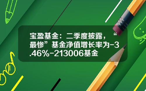 宝盈基金：二季度披露，“最惨”基金净值增长率为-3.46%-213006基金