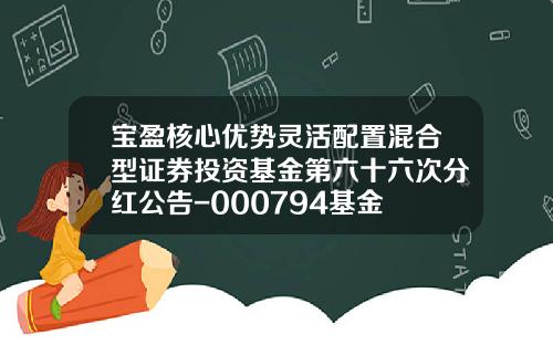宝盈核心优势灵活配置混合型证券投资基金第六十六次分红公告-000794基金