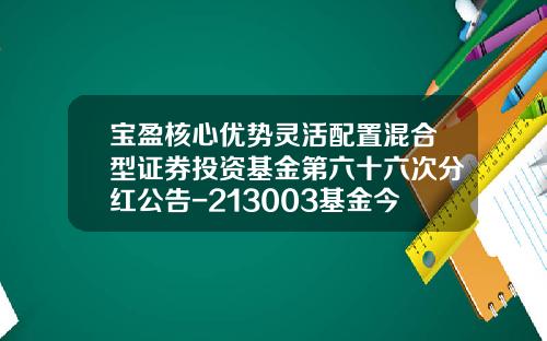 宝盈核心优势灵活配置混合型证券投资基金第六十六次分红公告-213003基金今日净值