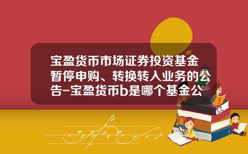 宝盈货币市场证券投资基金暂停申购、转换转入业务的公告-宝盈货币b是哪个基金公司