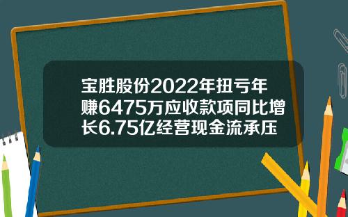 宝胜股份2022年扭亏年赚6475万应收款项同比增长6.75亿经营现金流承压-宝胜电缆需要销售多少产品来维持正常现金流
