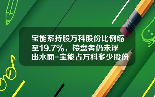 宝能系持股万科股份比例缩至19.7%，接盘者仍未浮出水面-宝能占万科多少股份