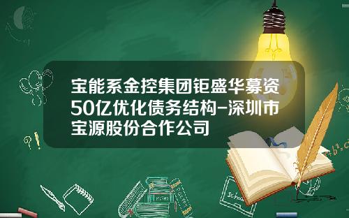 宝能系金控集团钜盛华募资50亿优化债务结构-深圳市宝源股份合作公司