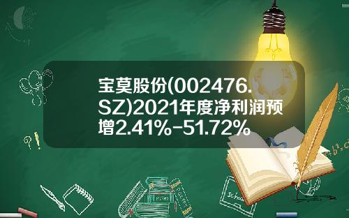 宝莫股份(002476.SZ)2021年度净利润预增2.41%-51.72%-宝莫股份发行价是多少