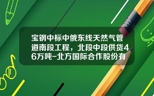 宝钢中标中俄东线天然气管道南段工程，北段中段供货46万吨-北方国际合作股份有限公司投标