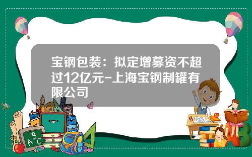 宝钢包装：拟定增募资不超过12亿元-上海宝钢制罐有限公司