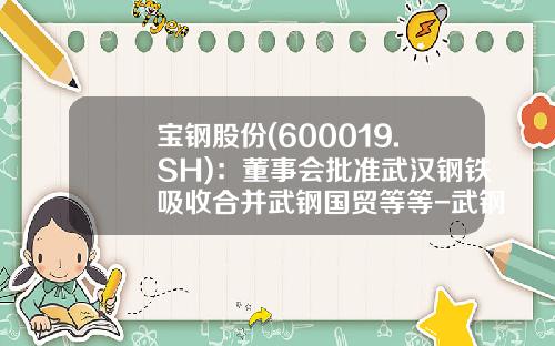 宝钢股份(600019.SH)：董事会批准武汉钢铁吸收合并武钢国贸等等-武钢国贸总公司财务指标